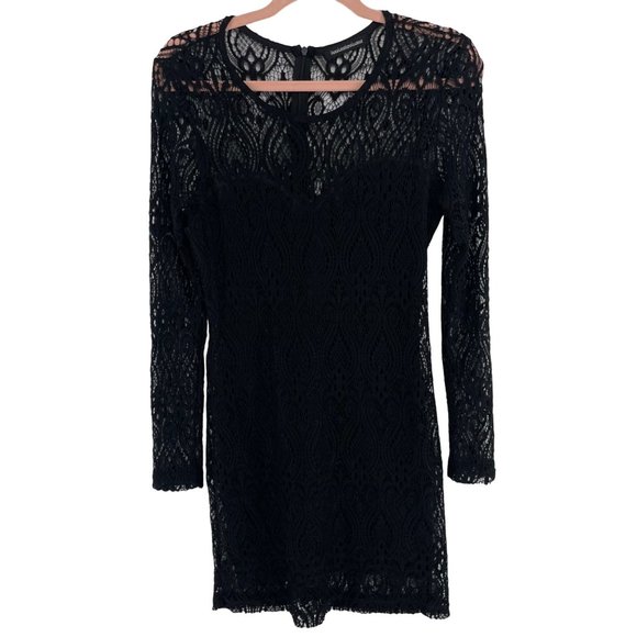 You Are Not Alone Women's Size Large Black Long-Sleeved Lace Dress - Picture 1 of 4
